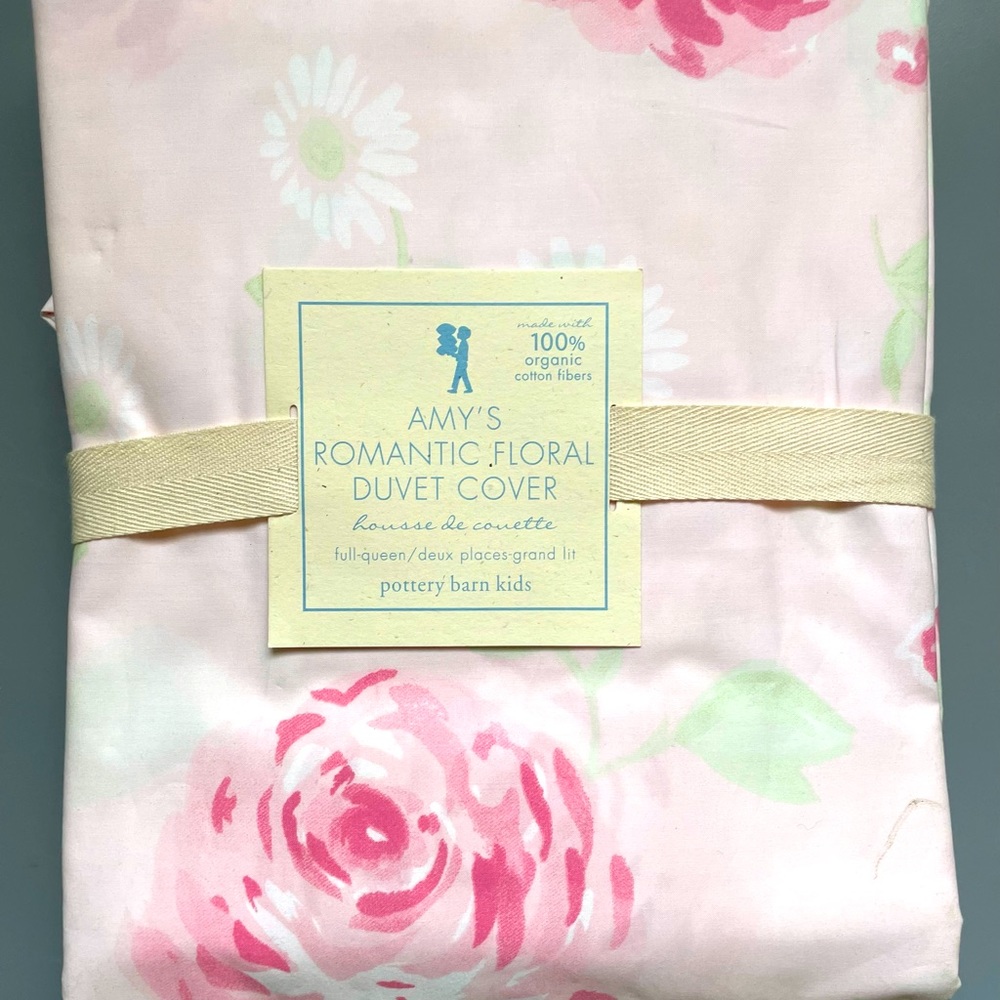 Pottery Barn Kids Amy’s Romantic Floral Duvet Full/Queen + Shams 100% organic
